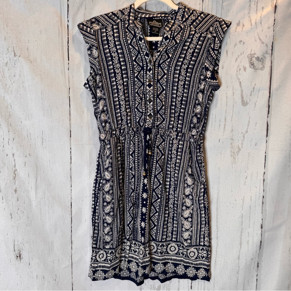 Angie Navy and Cream Sleeveless Mini Sundress